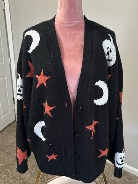 torrid Black Moon & Star Jack-O'-Lantern Button-Front Cardigan
